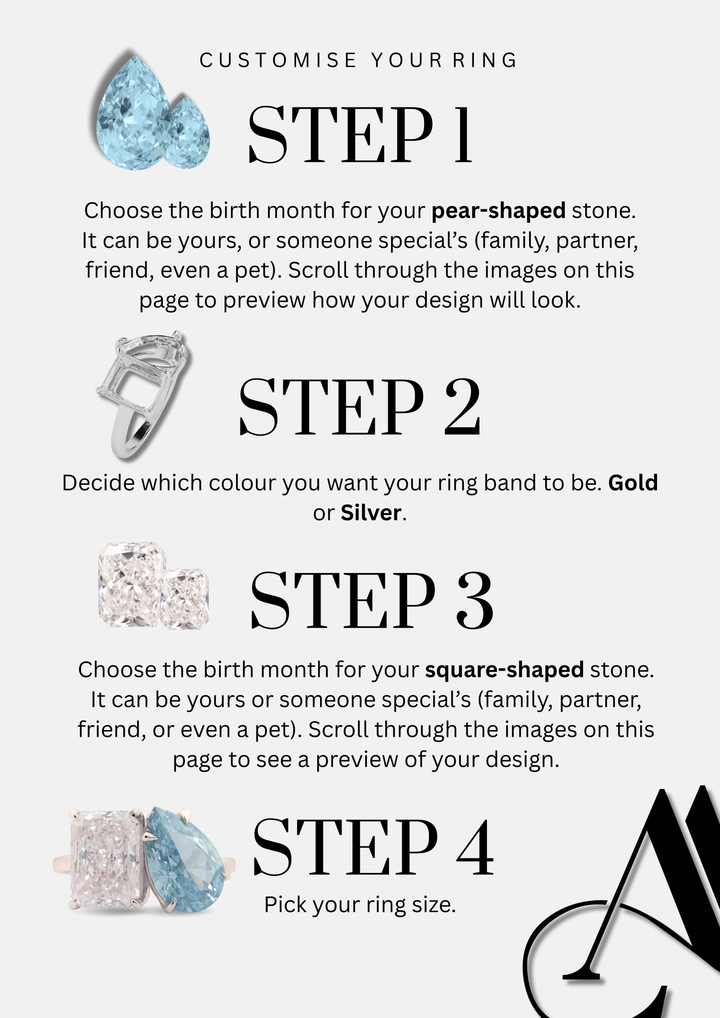 Small "You & Me" Alara Birth Month Ring