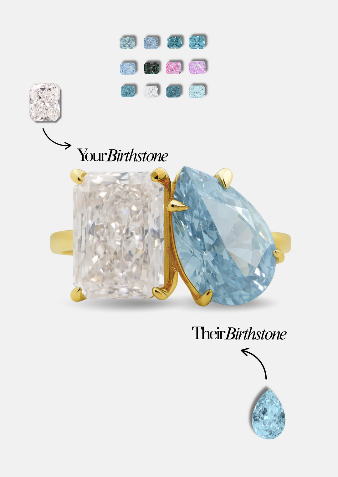 The "You & Me" Alara Birth Month Ring Set