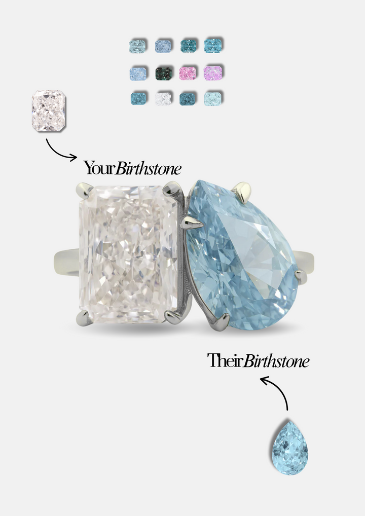 The "You & Me" Alara Birth Month Ring Set