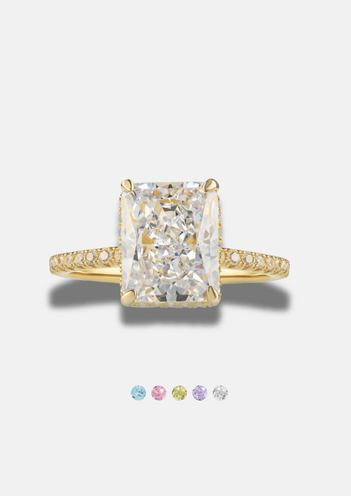 ARANYA PAVÉ BIRTHSTONE RING GOLD