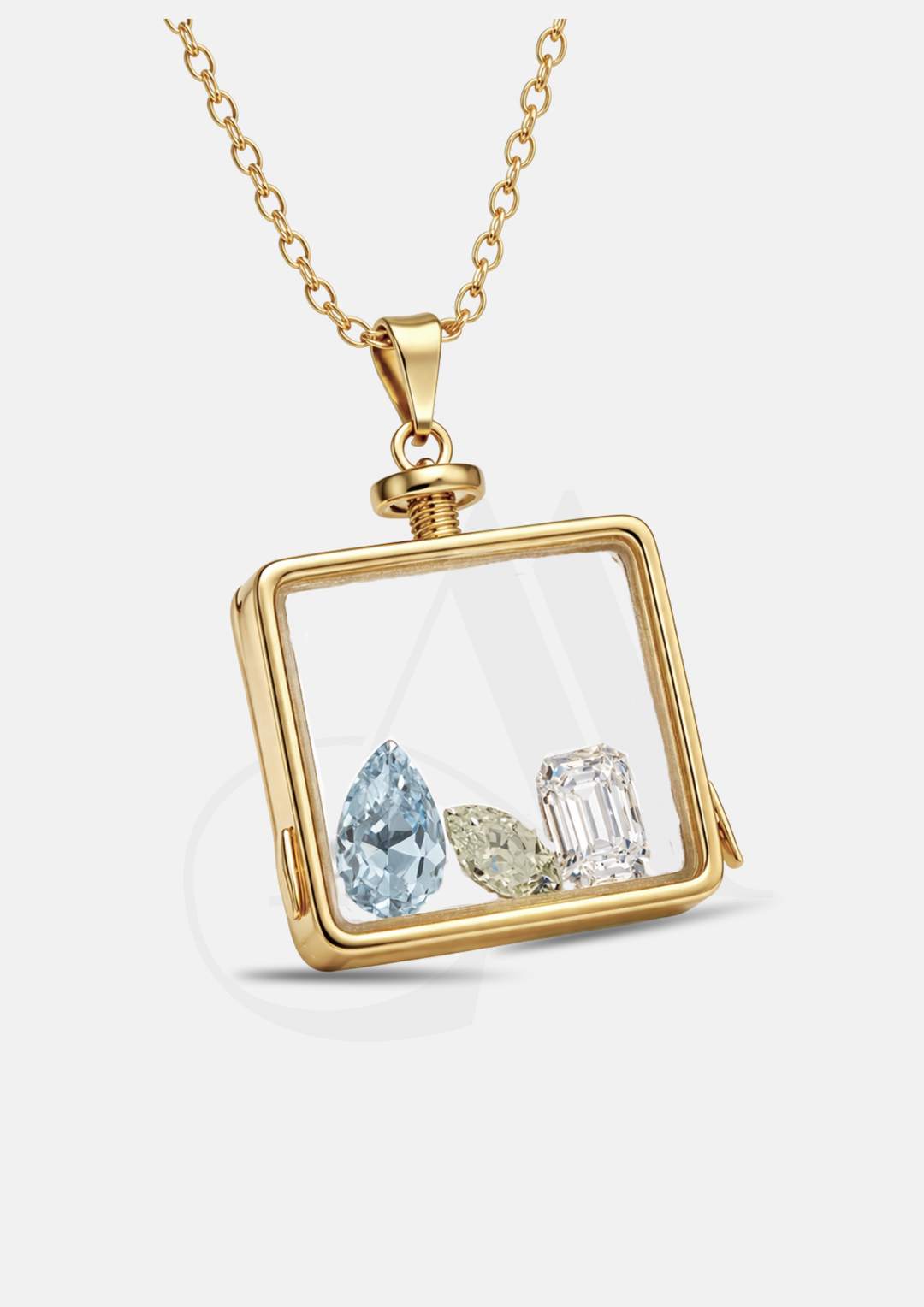 SQUARE BIRTHSTONE LOCKET