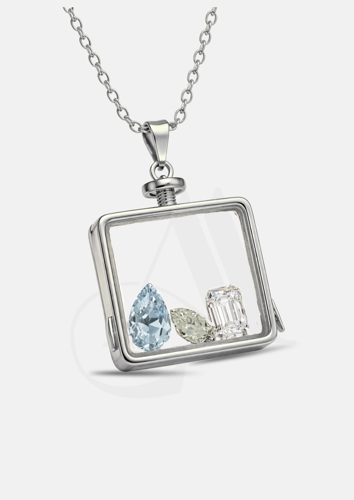 SQUARE BIRTHSTONE LOCKET