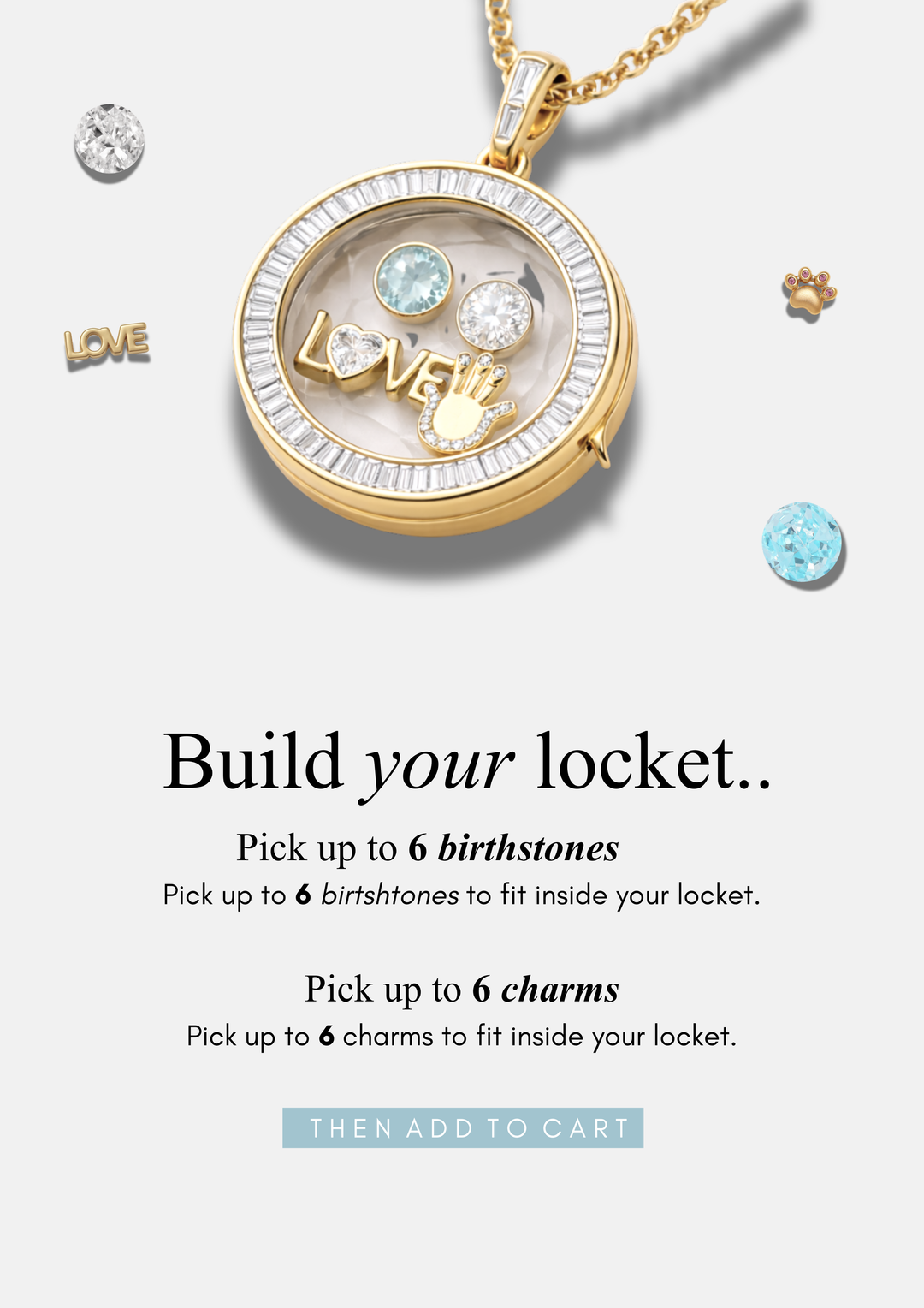 ROUND SQUARE PAVÉ BIRTHSTONE LOCKET