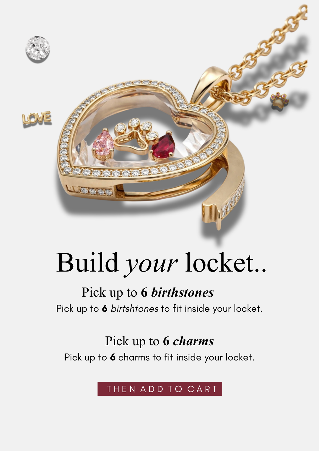 HEART PAVÉ BIRTHSTONE LOCKET