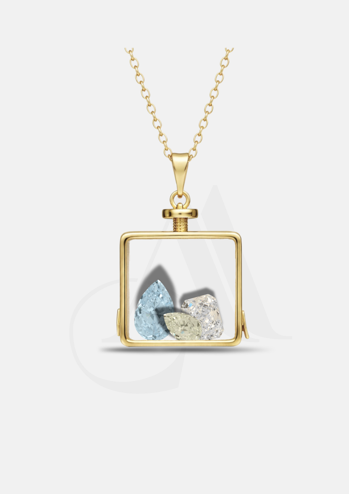 SQUARE BIRTHSTONE LOCKET