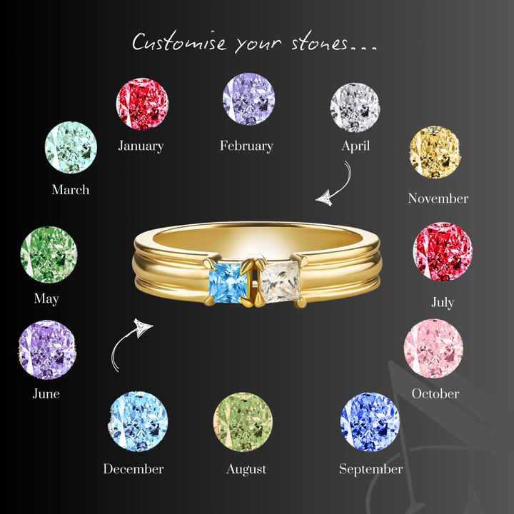 The "You & Me" Alara Birth Month Ring Set