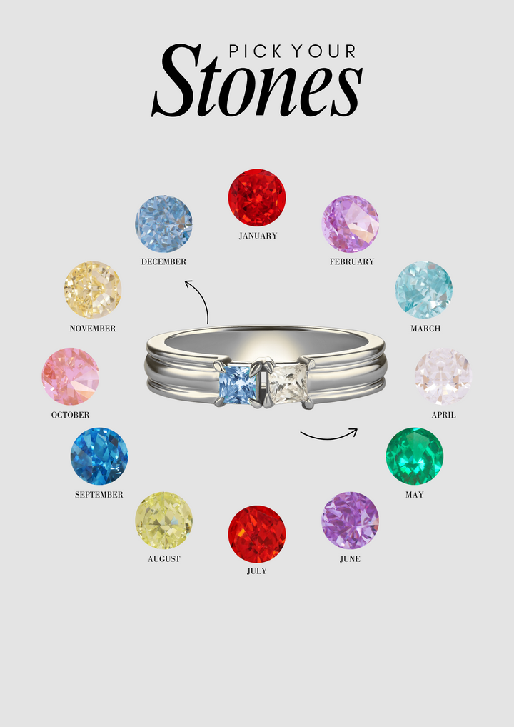 Unisex "You & Me" Alara Birth Month Ring